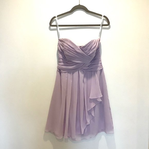 David’s Bridal Strapless Chiffon cocktail Dress Bridesmaid Prom Party Size 10 - Picture 1 of 10